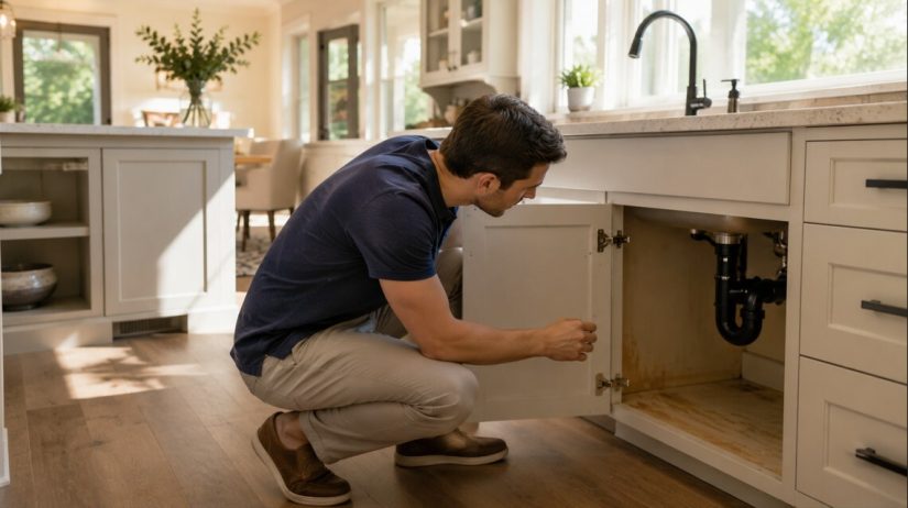 Man inspecting a house